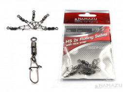 Вертлюг с застежкой Namazu Pro ROLLING RIBBED SWIVEL WITH NICE SNAP, цв. Carbon, р. 8, test-17 кг, к