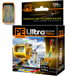 Леска плетеная AQUA Pe UltraTroll Multicolor 0.18мм 150м
