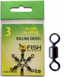 Вертлюг Fish Season цилиндрич. №12 9кг 10шт 1001-12F