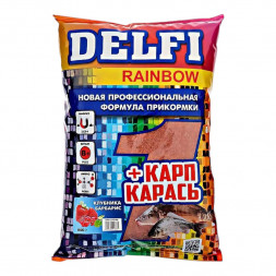 Прикормка DELFI Rainbow карп + карась  клубника, барбарис, красн., 800 г